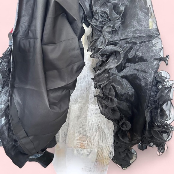 1980s Gothic Black Lace Gown | Whimsigoth Tulle Bustle | Black Wedding‎ Dress S - Picture 4 of 9